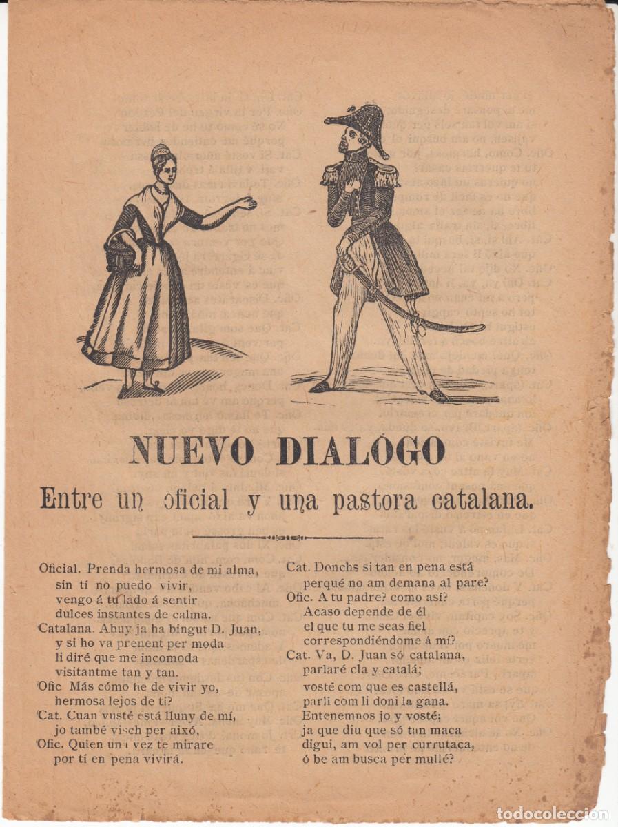 Coleccionismo de revistas y peri&oacute;dicos: PLIEGO DE CORDEL - ROMAN&Ccedil;OS - NUEVO DI&Aacute;LOGO ENTRE UN OFICIAL Y UNA PASTORA CATALANA - SIGLO XIX