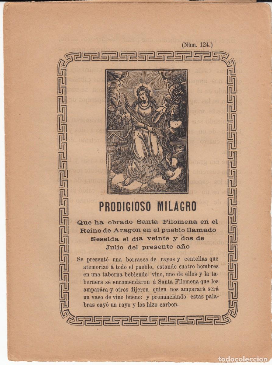 Coleccionismo de revistas y peri&oacute;dicos: PLIEGO DE CORDEL - ROMAN&Ccedil;OS - PRODIGIOSO MILAGRO DE SANTA FILOMENA EN SESELDA - SIGLO XIX