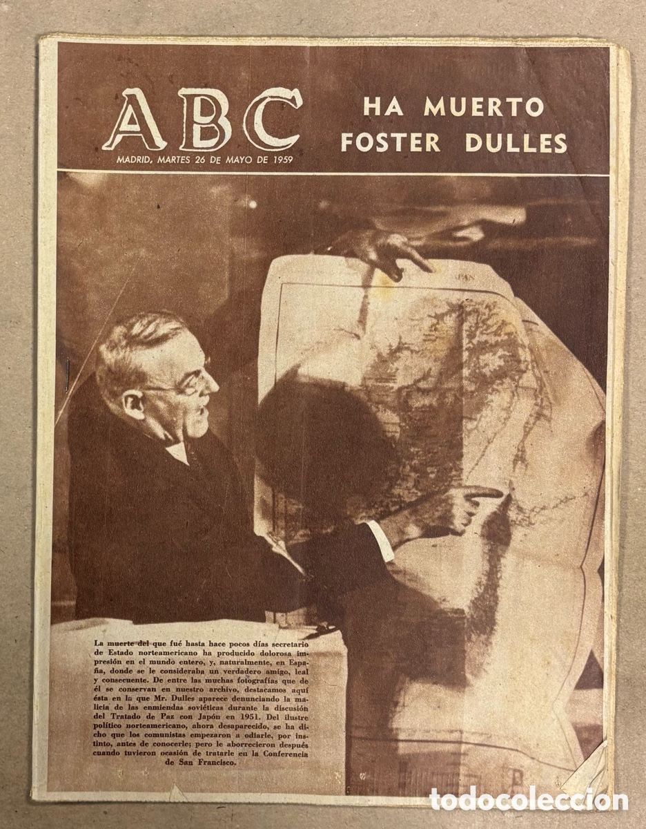 Coleccionismo de revistas y peri&oacute;dicos: ABC (26 MAYO 1959) HA MUERTO FOSTER DULLES, FERIA DEL CAMPO, PUENTE COLGANTE PORTUGALETE
