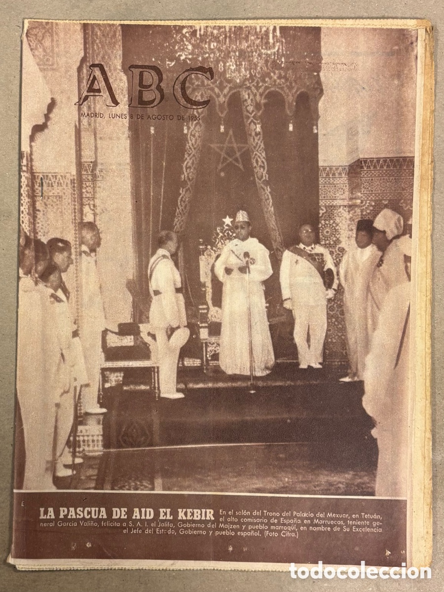 Coleccionismo de revistas y peri&oacute;dicos: ABC (8 AGOSTO 1955) LA PASCUA DE AID EL KEBIR TETU&Aacute;N, MONTE-ARRUIT, CARRE&Ntilde;O BOXEO, BAHAMONTES,