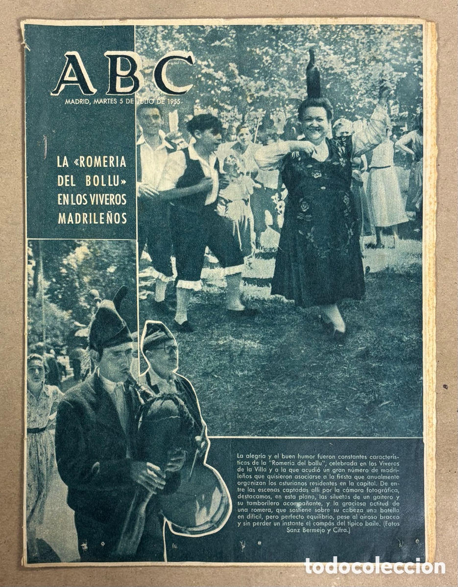 Coleccionismo de revistas y peri&oacute;dicos: ABC (5 JULIO 1955) LA ROMER&Iacute;A DEL BOLLU EN LOS VIVEROS MADRILE&Ntilde;OS, NUEVAS VIVIENDAS EN VALENCIA