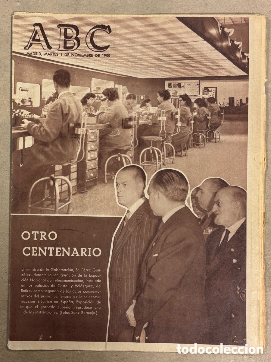 Coleccionismo de revistas y peri&oacute;dicos: ABC (1 NOVIEMBRE 1955) EXPOSICI&Oacute;N NACIONAL TELECOMUNICACIONES, ENTREGA VIVIENDAS TOLEDO, CORU&Ntilde;A 2-1