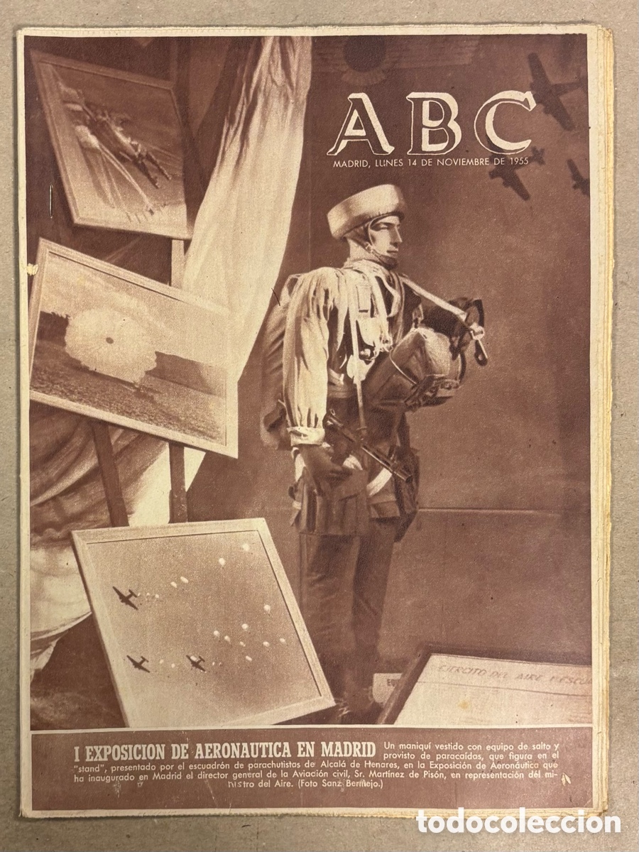 Coleccionismo de revistas y peri&oacute;dicos: ABC (14 NOVIEMBRE 1955) 1&ordf; EXPOSICI&Oacute;N AERON&Aacute;UTICA MADRID, PANTANO ZADORRA AHV,&hellip;