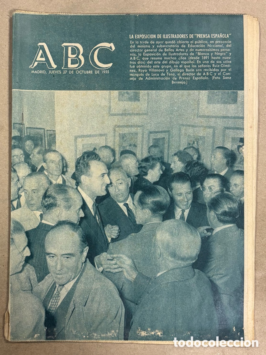 Coleccionismo de revistas y peri&oacute;dicos: ABC (27 OCTUBRE 1955) EXPOSICI&Oacute;N ILUSTRADORES PRENSA ESPA&Ntilde;OLA, NUEVO MOLINO ARGAMASILLA,&hellip;