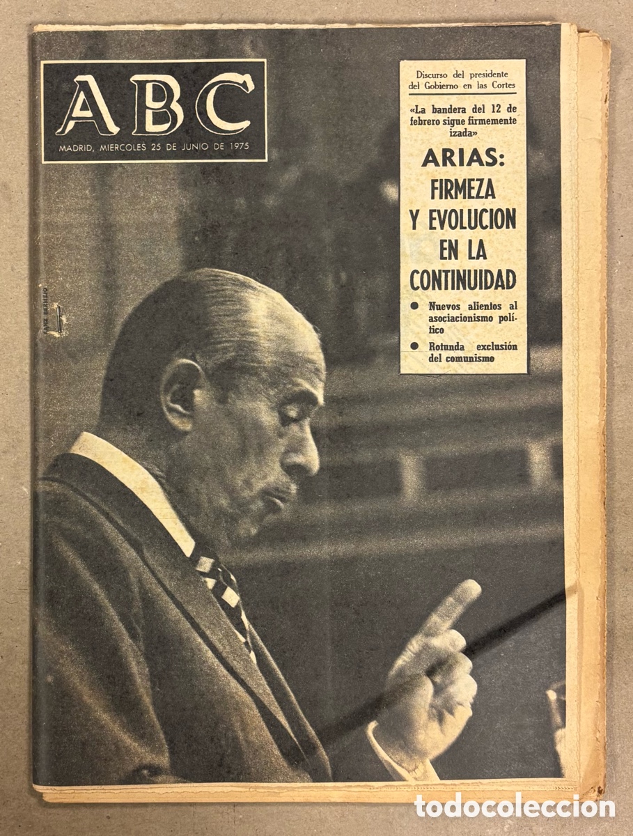 Coleccionismo de revistas y peri&oacute;dicos: ABC (25 JUNIO 1975) DISCURSO PRESIDENTE ARIAS NAVARRO, OPERACI&Oacute;N GUERINI, ISAAC BLANCO PELUQUERO,..