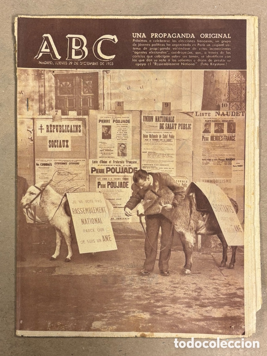 Coleccionismo de revistas y peri&oacute;dicos: ABC (29 DICIEMBRE 1955) ELECCIONES EN FRANCIA, ESTABLECIMIENTOS &Aacute;LVAREZ, R&Iacute;O BULLAQUE