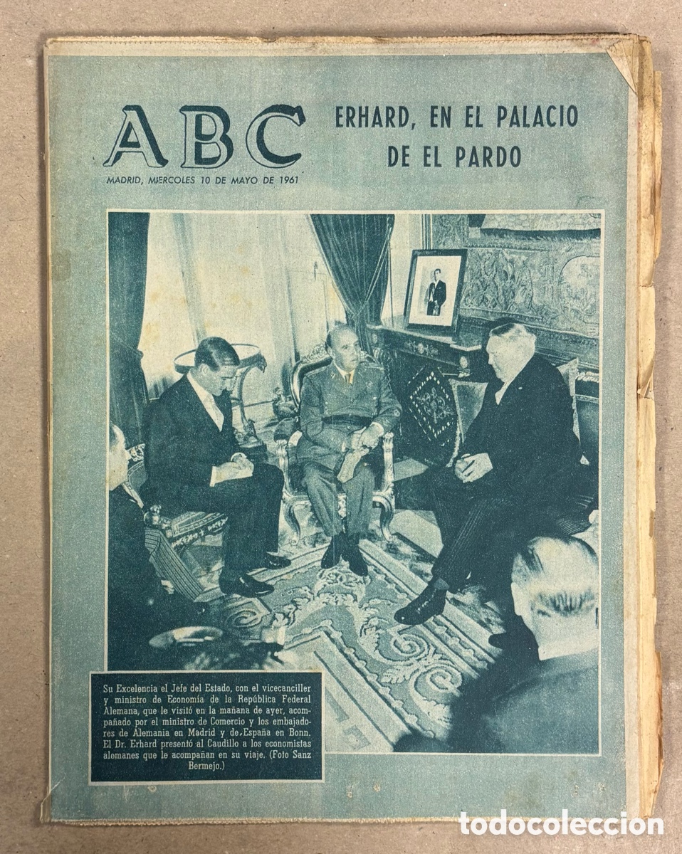 Coleccionismo de revistas y peri&oacute;dicos: ABC (10 MAYO 1961) MINISTRO ALEM&Aacute;N ERHARD EN EL PARDO, GALIANA BOXEO, VUELTA CICLISTA A ESPA&Ntilde;A