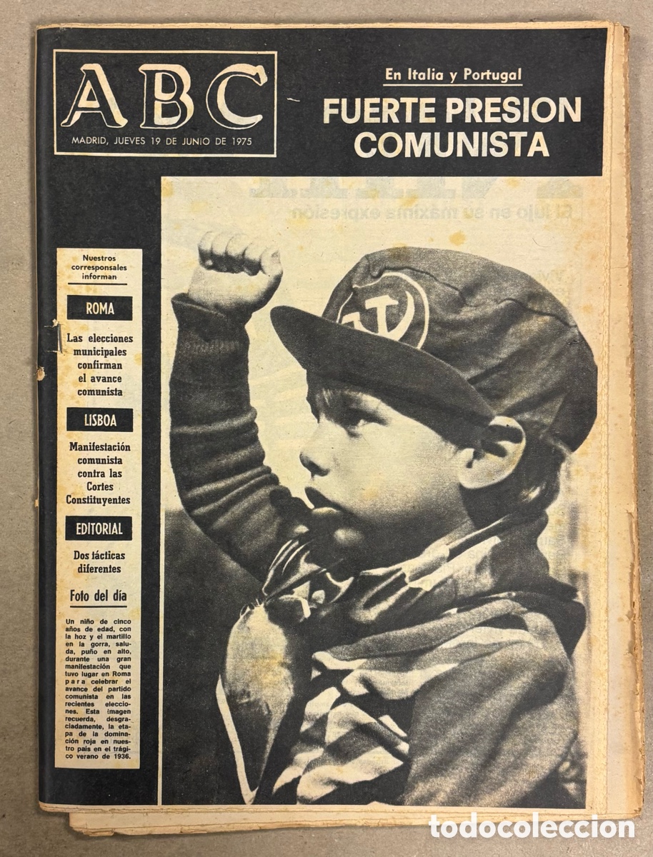Colecionismo de Revistas e Jornais: ABC (19 JUNIO 1975) PRESI&Oacute;N COMUNISTA EN ITALIA Y PORTUGAL, SANTIAGO BERNAB&Eacute;U, VICENTE CALDER&Oacute;N,&hellip;