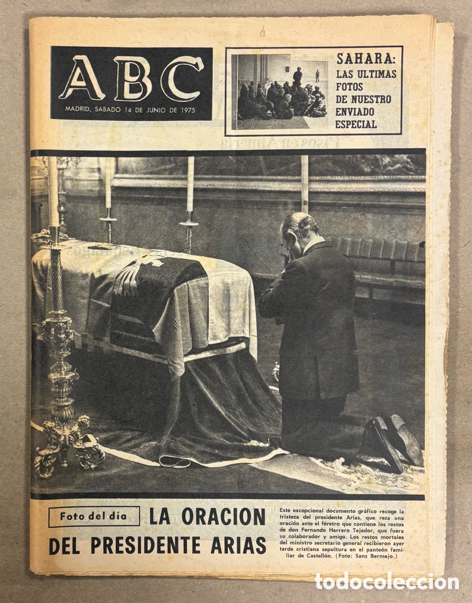 Coleccionismo de revistas y peri&oacute;dicos: ABC (14 JUNIO 1975) ORACI&Oacute;N PRESIDENTE ARIAS F&Eacute;RETRO FERNANDO HERRERO TEJEDOR, CURRO ROMERO RAFAEL D