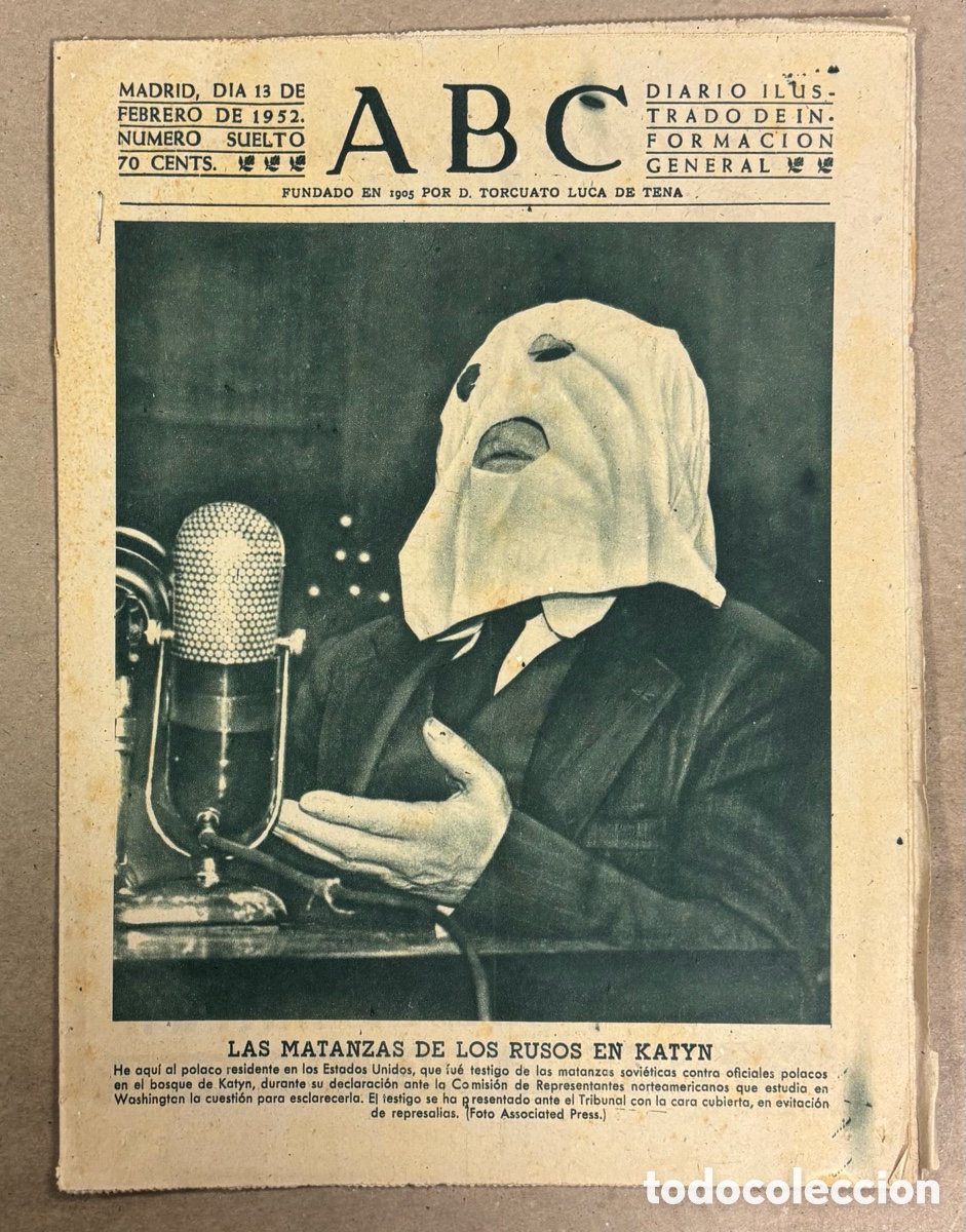 Coleccionismo de revistas y peri&oacute;dicos: ABC (13 FEBRERO 1952) MATANZAS DE LOS RUSOS EN KATYN, CAT&Aacute;STROFE AUTOMOVIL&Iacute;STICA EN GIJ&Oacute;N,&hellip;