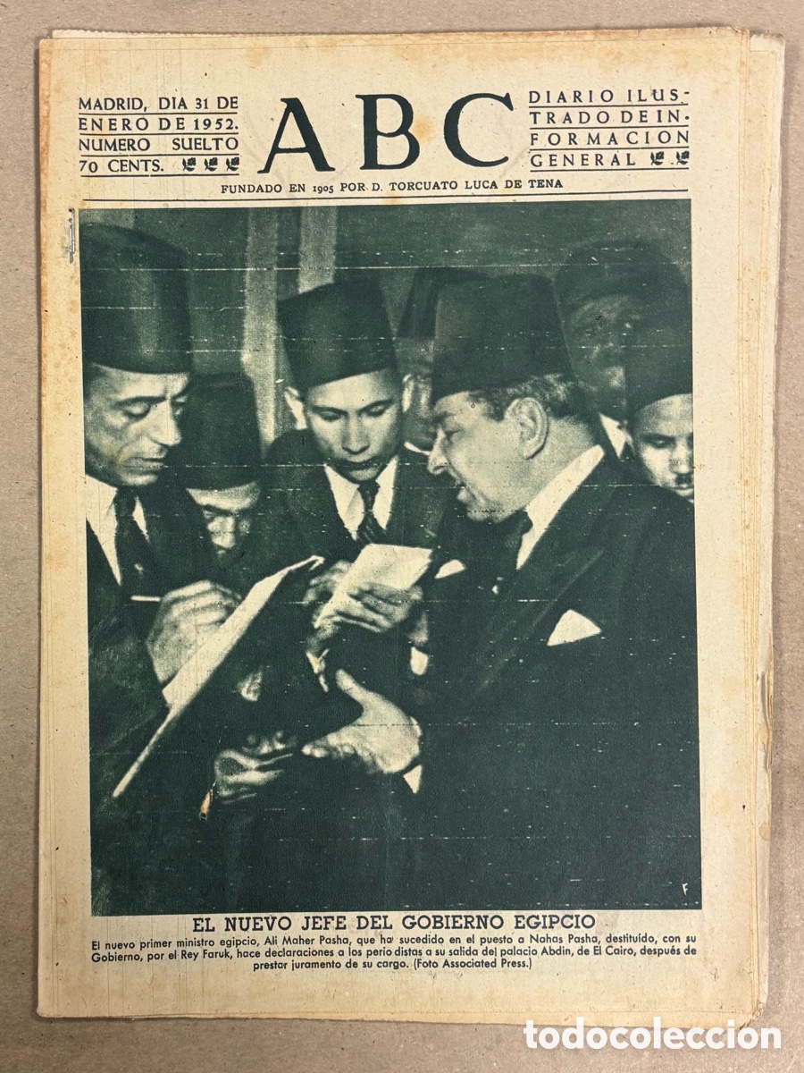 Coleccionismo de revistas y peri&oacute;dicos: ABC (31 ENERO 1952) NUEVO JEFE DEL GOBIERNO DE EGIPTO, GRAN CONCURSO SOBERANO,&hellip;