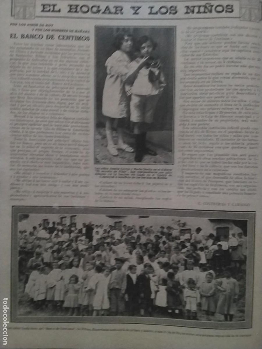 Coleccionismo de revistas y peri&oacute;dicos: LOS NI&Ntilde;OS FUNDADORES DEL BANCO DE CENTIMOS DE BILBAO IMPOSICION 25 CENTIMOS REVISTA A&Ntilde;O 1912