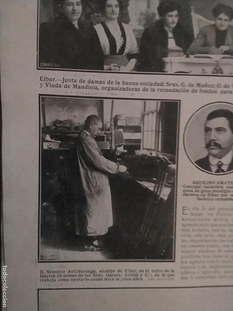 Coleccionismo de revistas y peri&oacute;dicos: NEMESIO ASTABURUAGA ALCALDE EIBAR OPERARIO FABRICA ARMAS GARATE ANITUA JUNTA DAMAS REVISTA A&Ntilde;O 1912