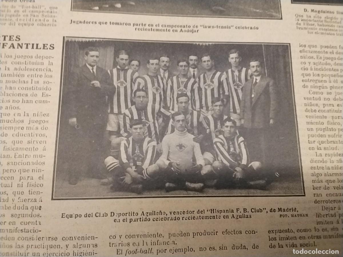 Coleccionismo de revistas y peri&oacute;dicos: EQUIPO FUTBOL CLUB DEPORTIVO AGUILE&Ntilde;O / INFANTIL SAGUNTO / INFANTEL CIBARRES HOJA REVISTA A&Ntilde;O 1914