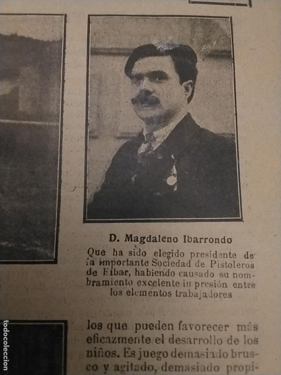 Coleccionismo de revistas y peri&oacute;dicos: MAGDALENO IBARRONDO PRESIDENTE SOCIEDAD PISTOLEROS EIBAR / PEDRO ORBEA FUTBOL REVISTA A&Ntilde;O 1914