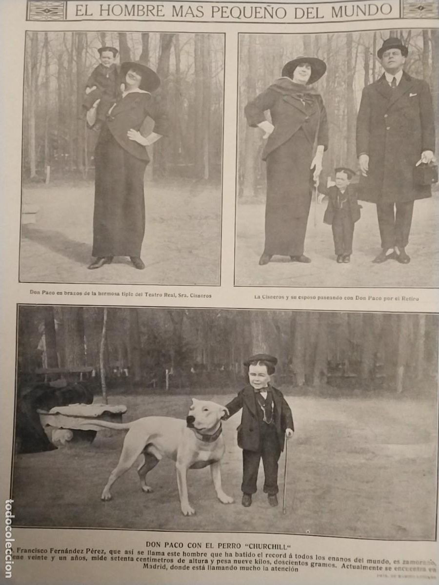 Coleccionismo de revistas y peri&oacute;dicos: FRANCISCO FERNANDEZ PEREZ EL HOMBRE MAS PEQUEN̈O DEL MUNDO ZAMORANO 70 CENTIMETROS REVISTA A&Ntilde;O 1914