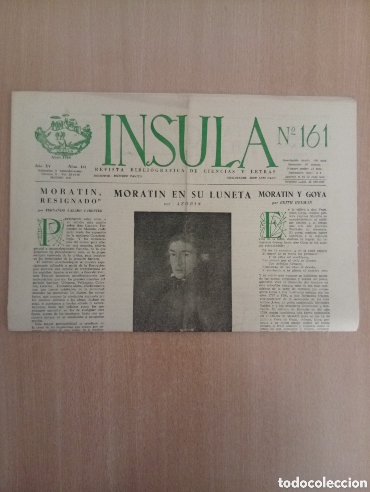 Coleccionismo de revistas y peri&oacute;dicos: INSULA. REVISTA BIBLIOGR&Aacute;FICA DE CIENCIAS Y LETRAS/ N&ordm; 161