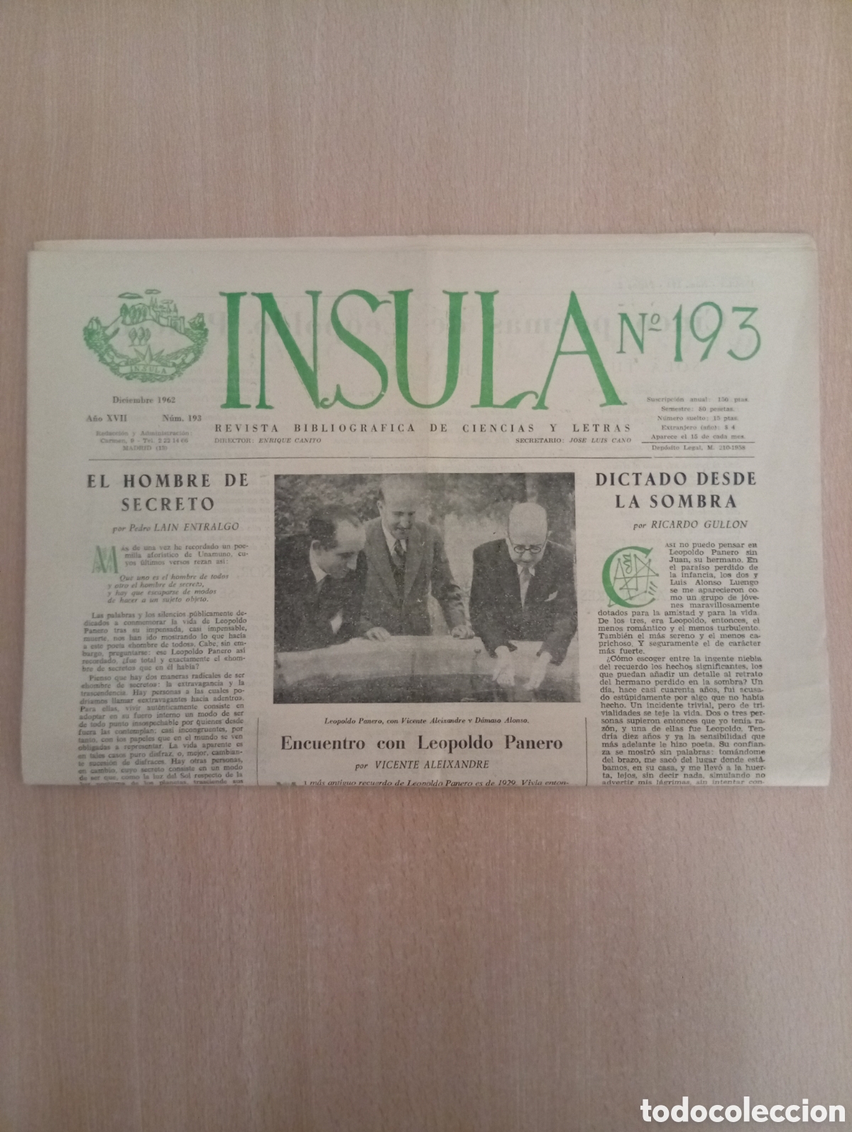 Collection Magazines and Newspapers: INSULA. REVISTA BIBLIOGR&Aacute;FICA DE CIENCIAS Y LETRAS/ N&ordm; 193