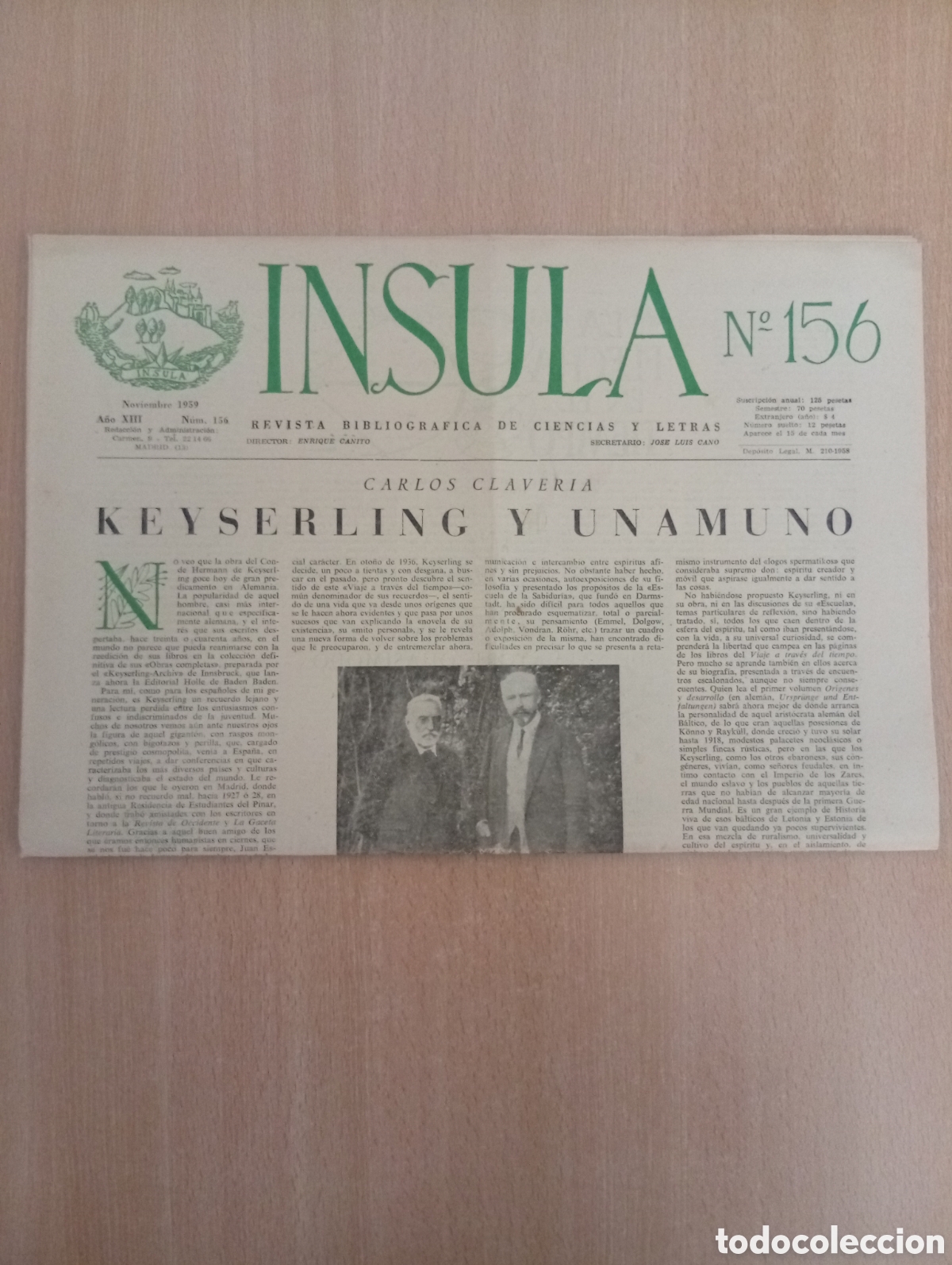 Collezionismo di Riviste e Giornali: INSULA. REVISTA BIBLIOGR&Aacute;FICA DE CIENCIAS Y LETRAS/ N&ordm; 156
