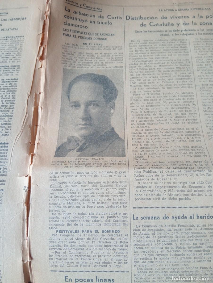 Coleccionismo de revistas y peri&oacute;dicos: LA VANGUARDIA A&Ntilde;O 1938 GUERRA CIVIL ANTONIO CORTIS LICEO MENORCA EL GORDO DE LA LOTERIA DE NAVIDAD