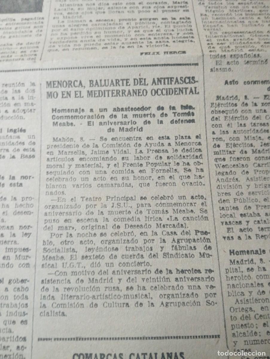 Coleccionismo de revistas y peri&oacute;dicos: LA VANGUARDIA A&Ntilde;O 1938 GUERRA CIVIL VICENTE APARICI MENORCA BRIGADAS INTERNACIONALES