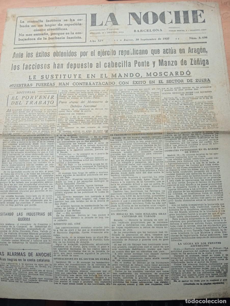 Coleccionismo de revistas y peri&oacute;dicos: PERIODICO A&Ntilde;O 1937 PONTE MANZO DE ZU&Ntilde;IGA MOSCARDO SECTOR DE ZUERA TABACO EN BIESCAS BOLTA&Ntilde;A
