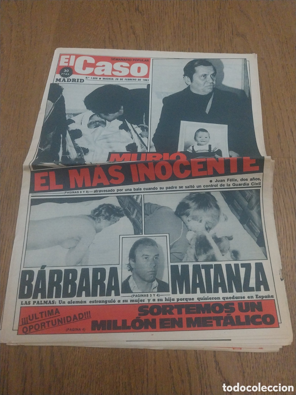 Coleccionismo de revistas y peri&oacute;dicos: EL CASO 1983 BARBARA MATANZA LAS PALMAS. MUJERES LOBO ORENSE. MUERTE A PEDRADAS GRANADA