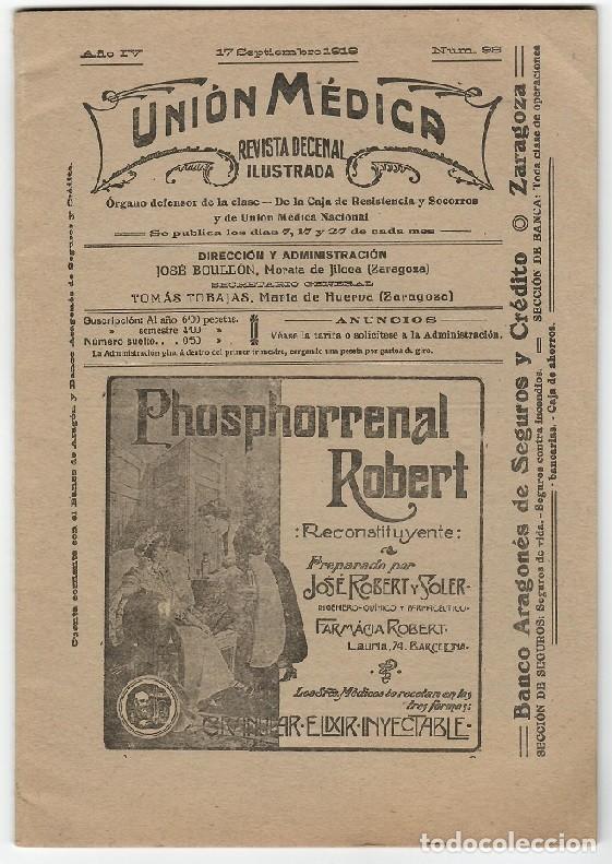 Collectionnisme de Revues et Journaux: Uni&oacute;n M&eacute;dica - Revista decenal ilustrada &middot; A&ntilde;o IV 1918 N&uacute;m. 98 / Muy escasa