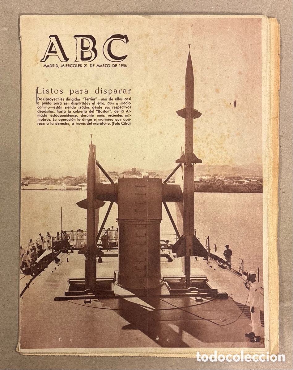 Coleccionismo de revistas y peri&oacute;dicos: ABC (21 MARZO 1956) MANIOBRAS MILITARES ARMADA ESTADOUNIDENSE, SULT&Aacute;N MOHAMED V ACEPTA