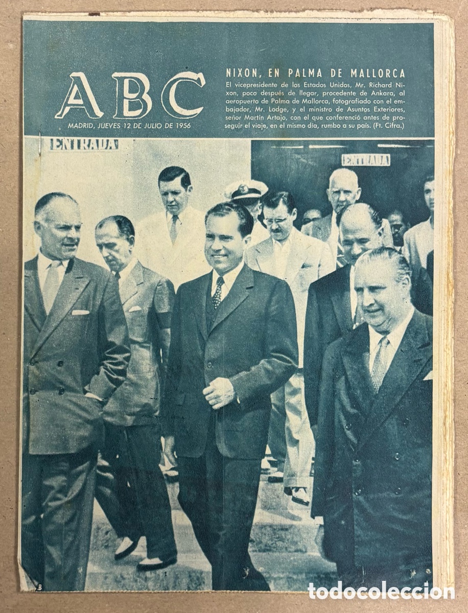 Coleccionismo de revistas y peri&oacute;dicos: ABC (12 JULIO 1956) NIXON EN PALMA DE MALLORCA, BILBAO RECIBE AL ATHLETIC CLUB CAMPE&Oacute;N DE COPA, POBL