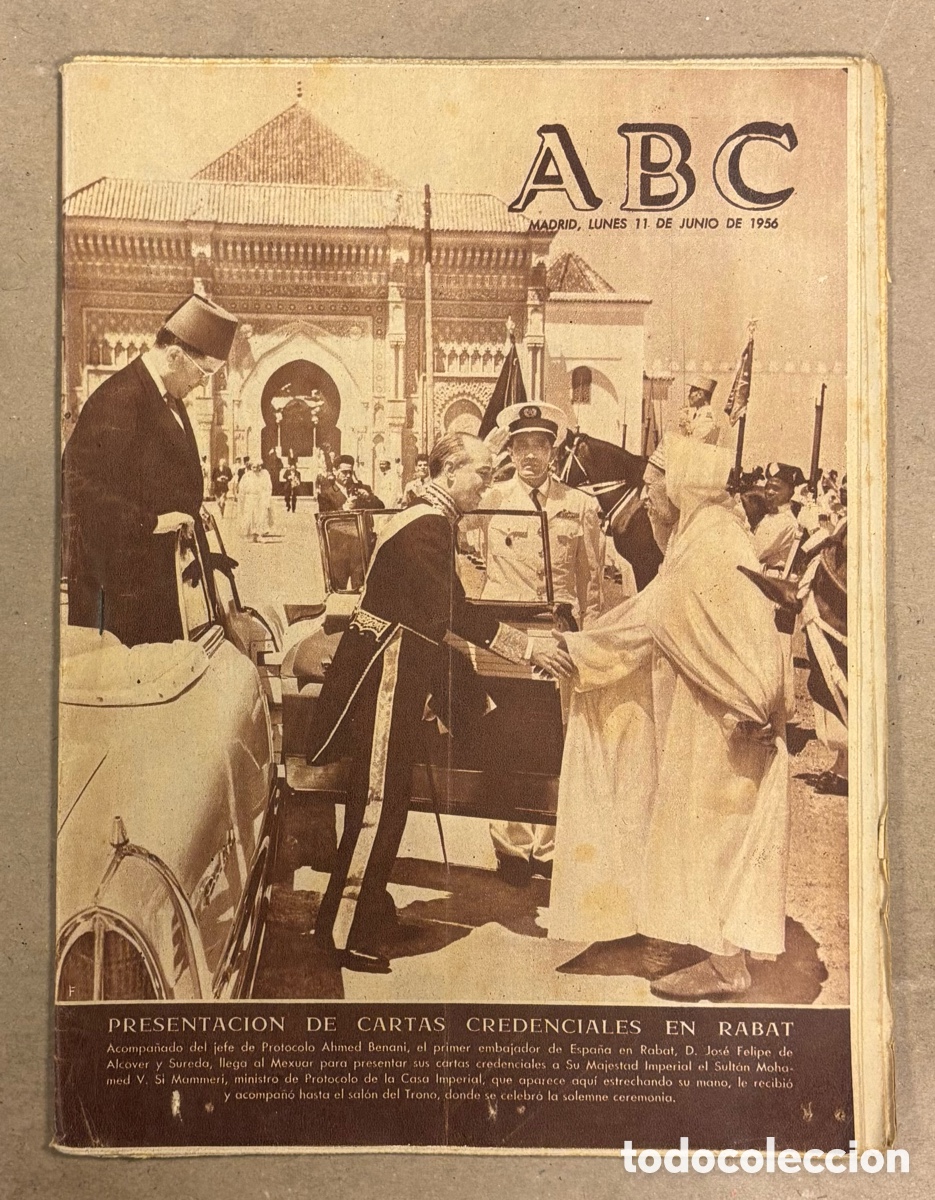 Coleccionismo de revistas y peri&oacute;dicos: ABC (11 JUNIO 1956) CARTAS CREDENCIALES EN RABAT, ENTIERRO GENERAL RADA, MEJORA PUERTO PASAJES,&hellip;