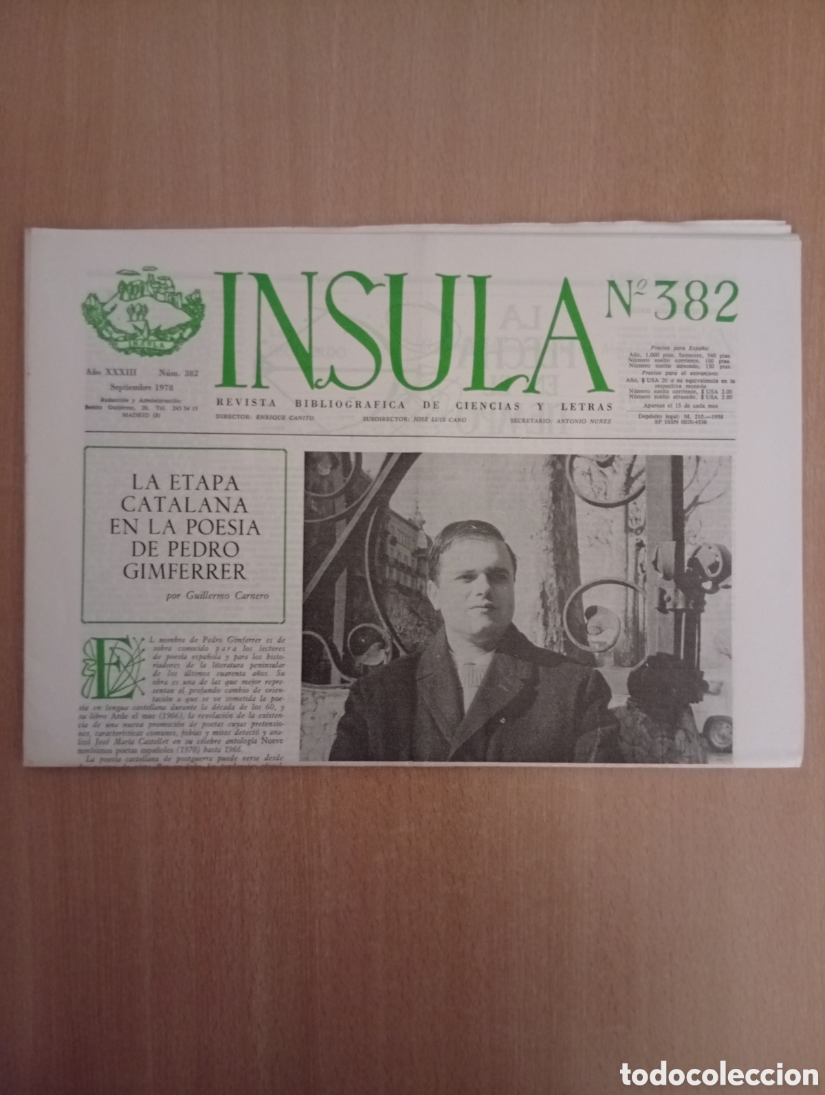 Coleccionismo de revistas y peri&oacute;dicos: INSULA. REVISTA BIBLIOGR&Aacute;FICA DE CIENCIAS Y LETRAS/ N&ordm; 382