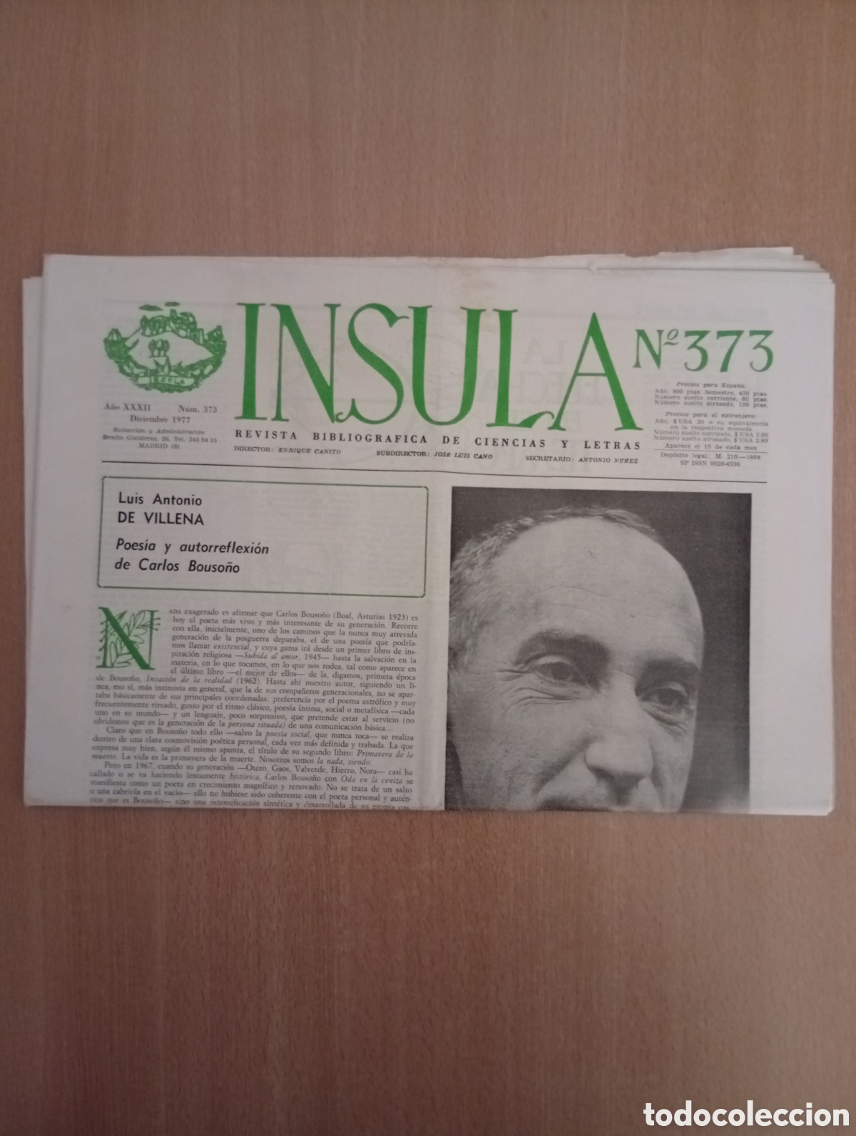 Coleccionismo de revistas y peri&oacute;dicos: INSULA. REVISTA BIBLIOGR&Aacute;FICA DE CIENCIAS Y LETRAS/ N&ordm; 373