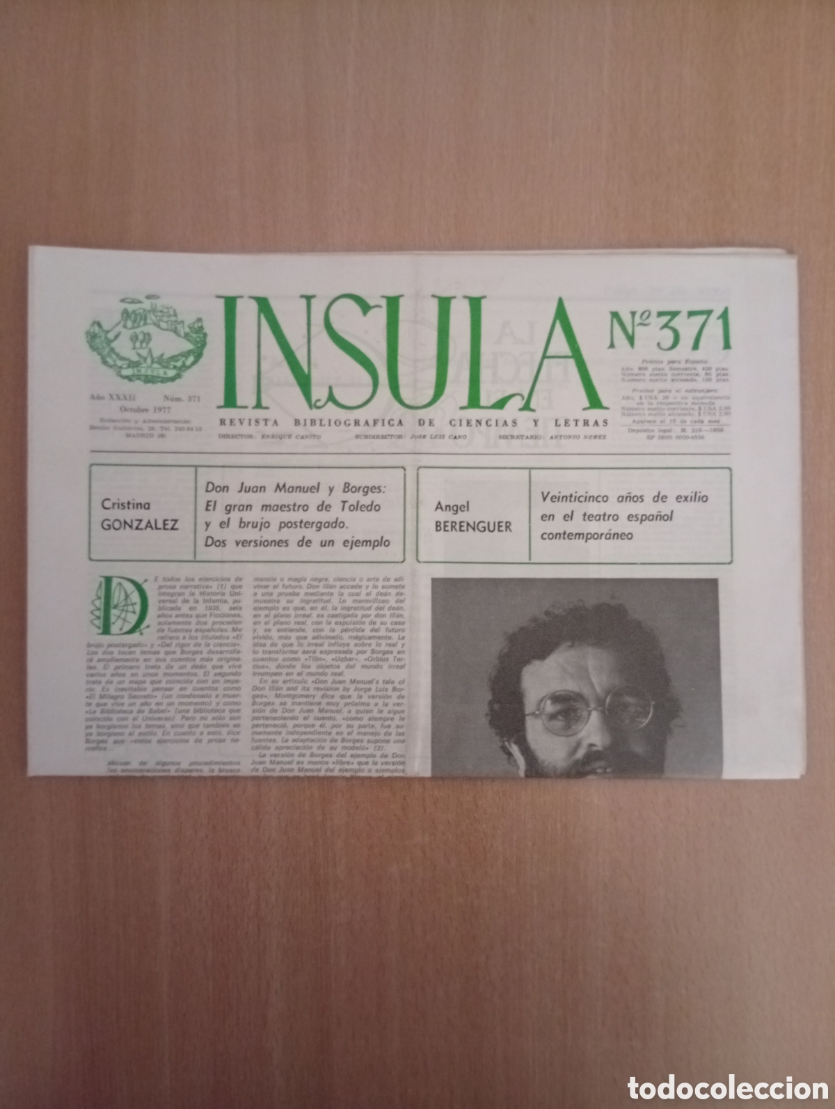Coleccionismo de revistas y peri&oacute;dicos: INSULA. REVISTA BIBLIOGR&Aacute;FICA DE CIENCIAS Y LETRAS/ N&ordm; 371