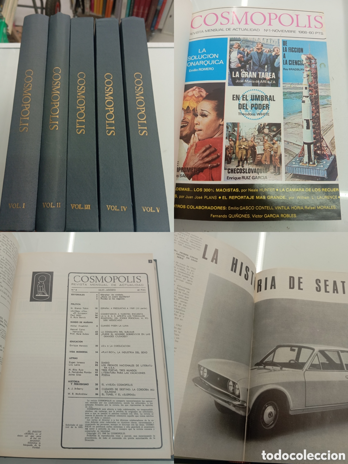 Collection Magazines and Newspapers: COSM&Oacute;POLIS (1968-1972) COMPLETA 36 N&uacute;meros 5 Tomos Encuadernados Dir. Enrique Meneses IMPECABLES