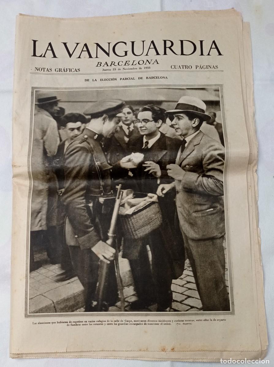 Coleccionismo de revistas y peri&oacute;dicos: LA VANGUARDIA BARCELONA NOVIEMBRE 1933. JORNADAS ELECTORALES, BOTADURA EN LISBOA, GUERRA EN CUBA,