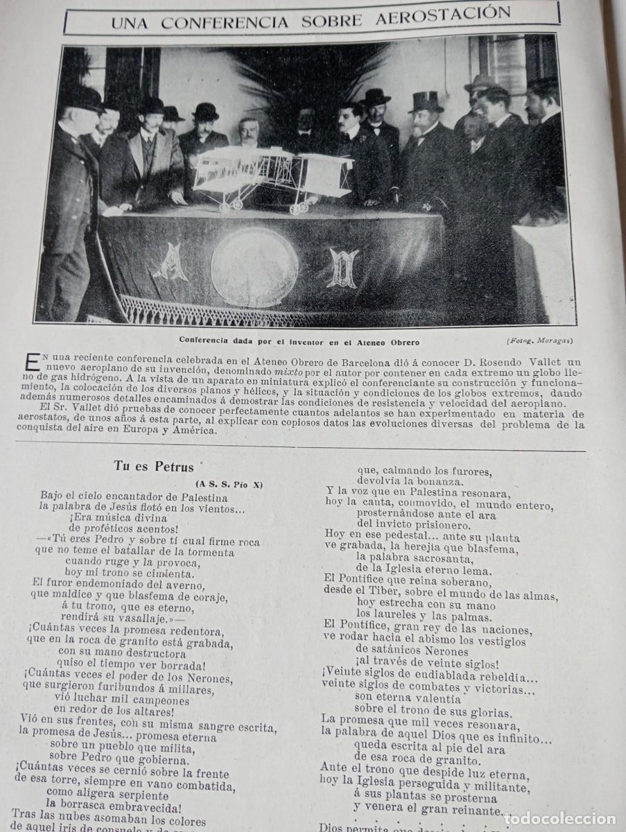 Coleccionismo de revistas y peri&oacute;dicos: REVISTA A&Ntilde;O 1909 INVENTO DE UN NUEVO AVION EN BARCELONA ROSENDO VALLET PRIMER EXPOSICION AERONAUTICA