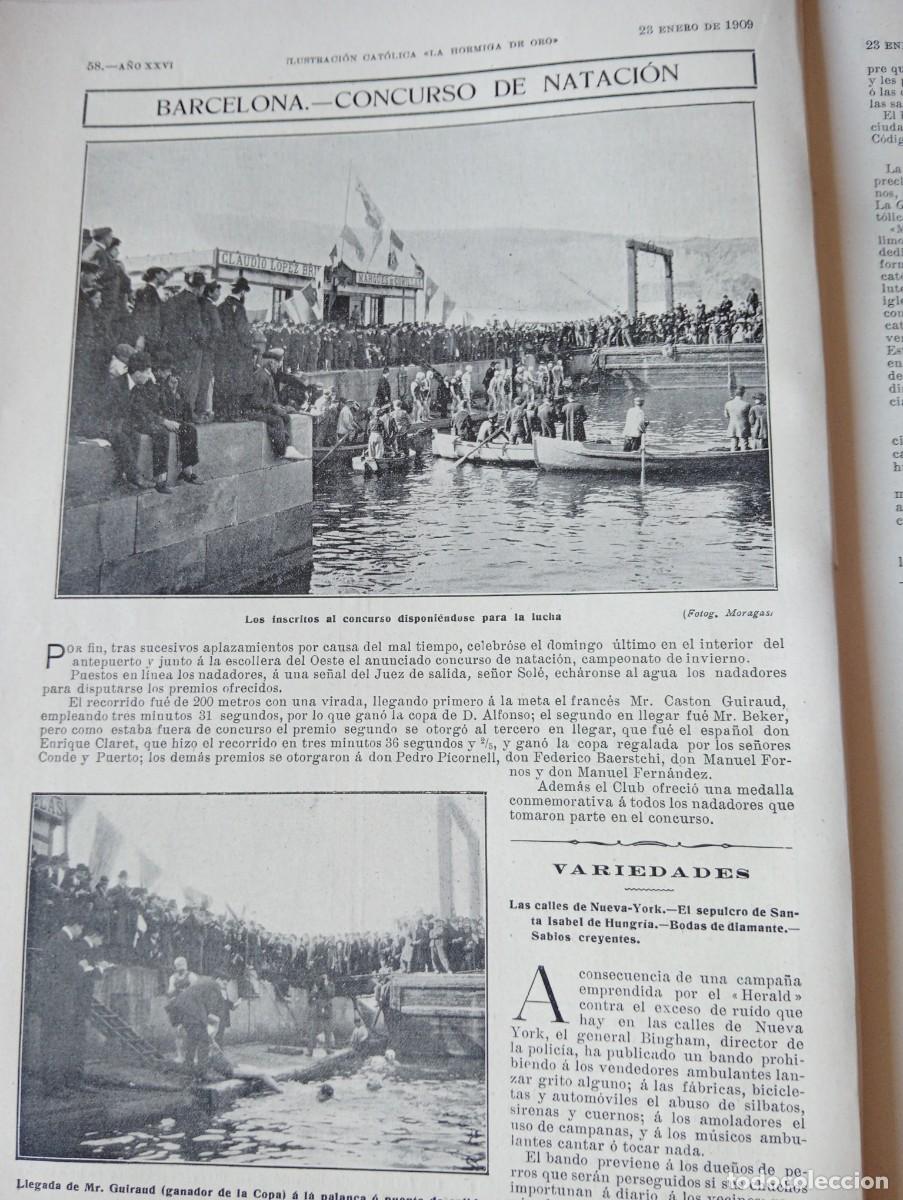 Sammeln von Zeitschriften und Zeitungen: REVISTA A&Ntilde;O 1909 ESTELLA ELS TRES TOMS CONCURSO DE NATACION COPA NADAL CNB INVENTO BIBICLETA AMFIBIA