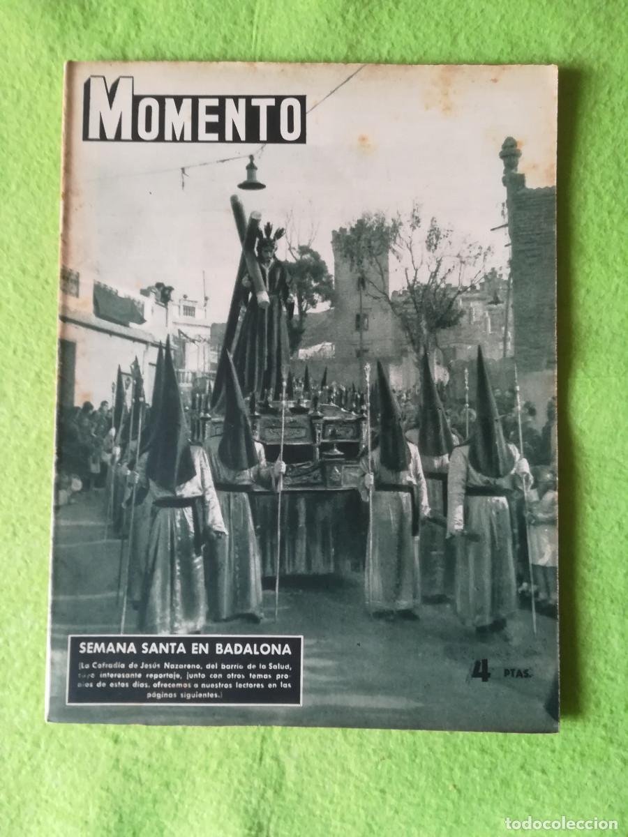 Coleccionismo de revistas y peri&oacute;dicos: Revista antigua Momento semana santa en Badalona 1954 numero 161 Jesus Nazareno