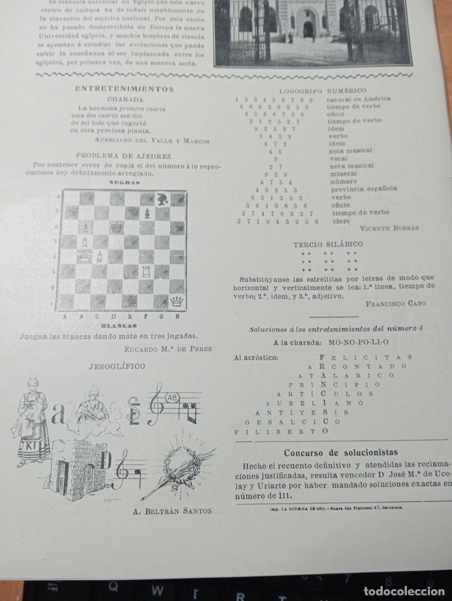 Coleccionismo de revistas y peri&oacute;dicos: REVISTA A&Ntilde;O 1909 PASATIEMPOS ANTIGUOS AJEDREZ JEROGLIFICO LOGOGRIFO NUMERICO TERCIO SILABICO