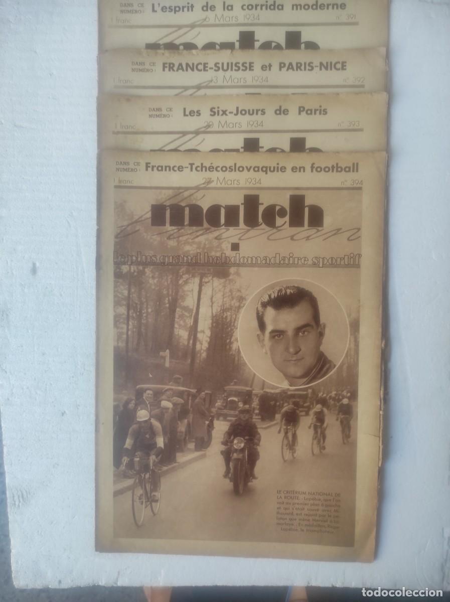 Coleccionismo de revistas y peri&oacute;dicos: lote 4 revistas deportivas francesas MATCH marzo 1934, n&ordm; 391 392 393 394 , los de la foto