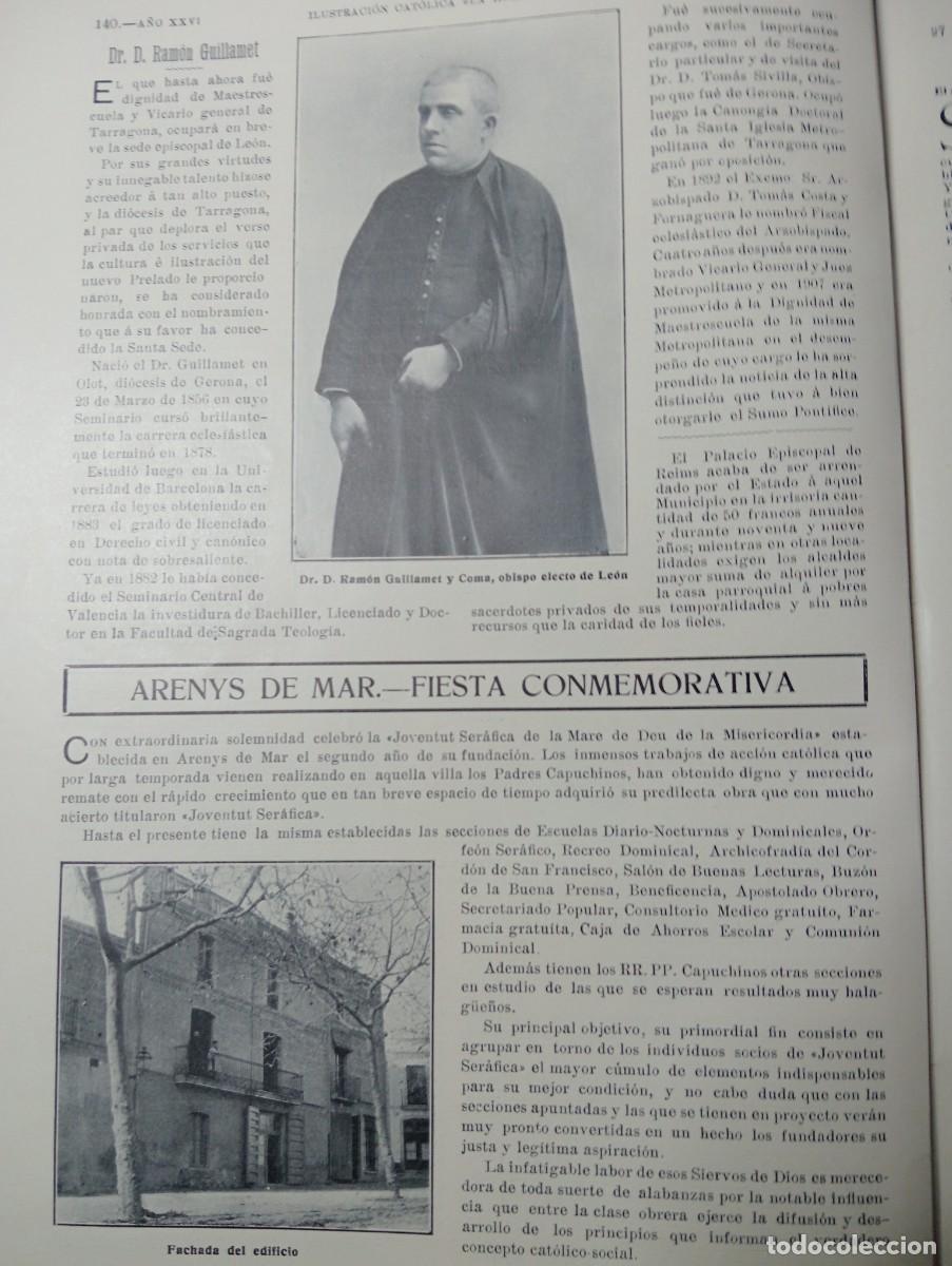 Coleccionismo de revistas y peri&oacute;dicos: REVISTA A&Ntilde;O 1909 RAMON GUILLAMET OBISPO DE LEON CAPUCHINOS DE ARENYS DE MAR TOMAS TRENOR VALENCIA