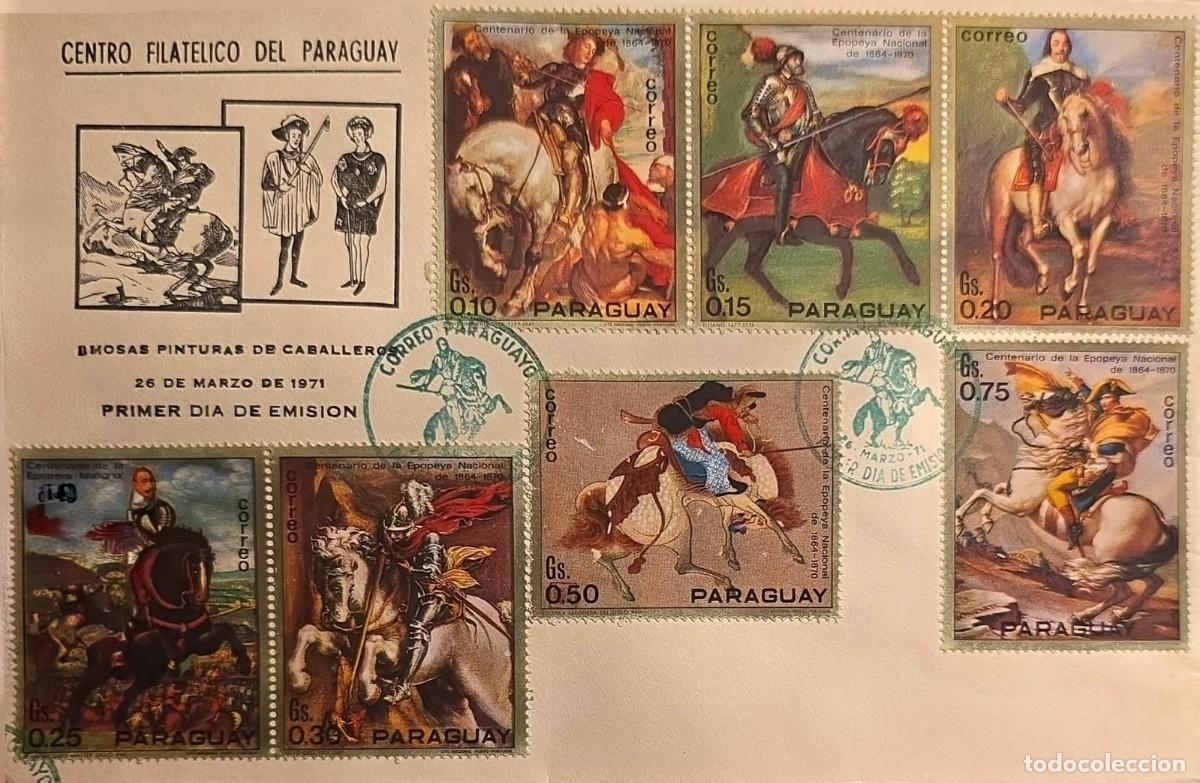 Coleccionismo de revistas y peri&oacute;dicos: TS) 1971 PARAGUAY, FDC, CENTENARY OF THE NATIONAL EPIC,WITH FAMOUS PAINTINGS OF KNIGHTS AND HORSEMEN