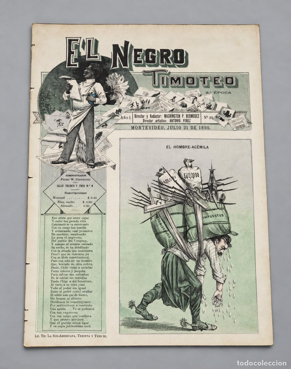 Coleccionismo de revistas y peri&oacute;dicos: El Negro Timoteo n&ordm;21 - prensa sat&iacute;rica, Montevideo 1895