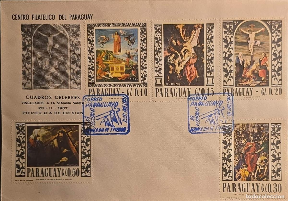 Coleccionismo de revistas y peri&oacute;dicos: TS) 1967 PARAGUAY, FDC,WITH FAMOUS PAINTINGS LINKED TO HOLY WEEK AND THE PASSION OF CHRIST,VF.