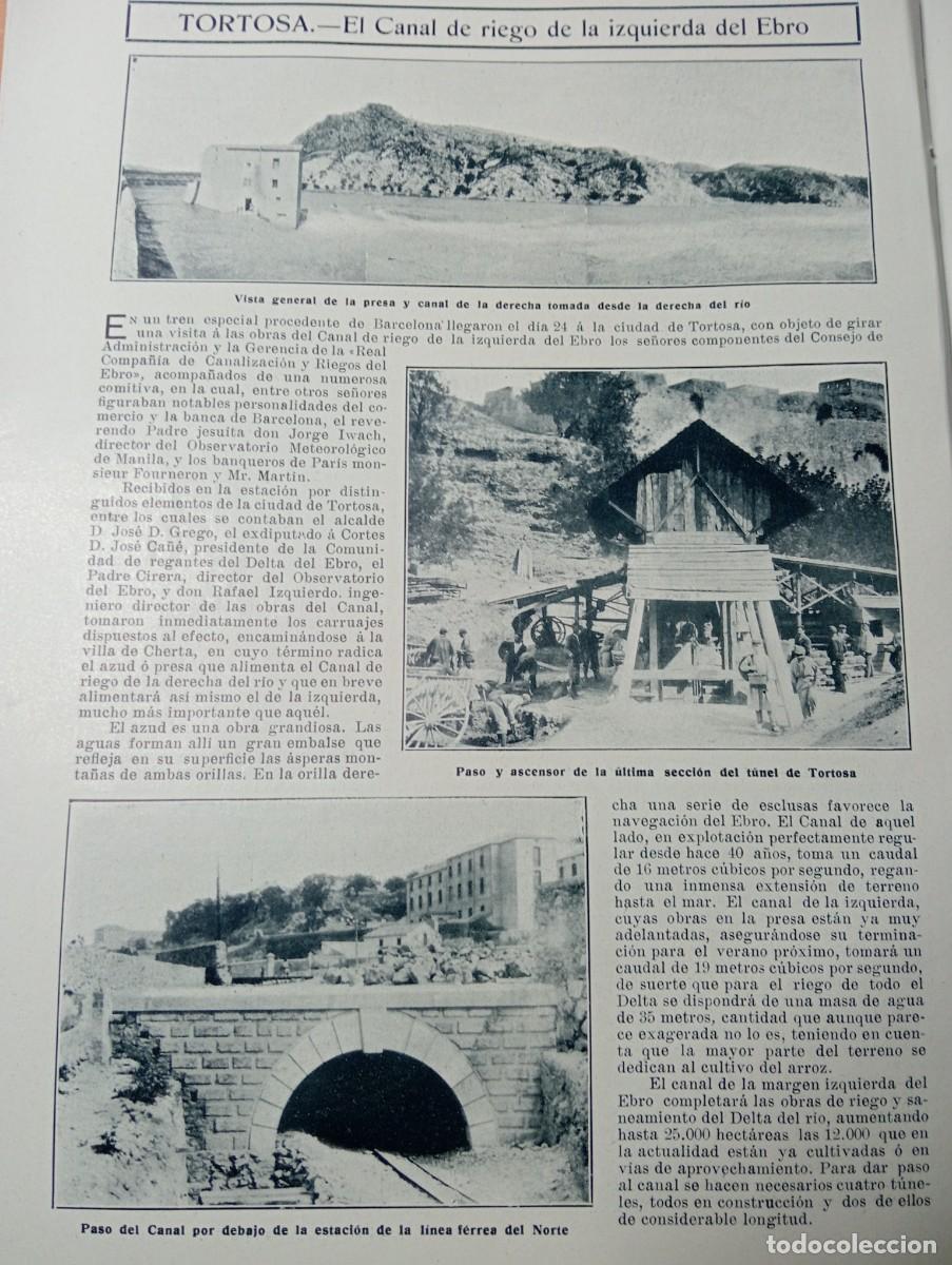 Coleccionismo de revistas y peri&oacute;dicos: REVISTA A&Ntilde;O 1909 CANAL DE RIEGO DEL EBRO EN TORTOSA ASCENSOR LINEA FERREA TUNEL DE TIVENYS