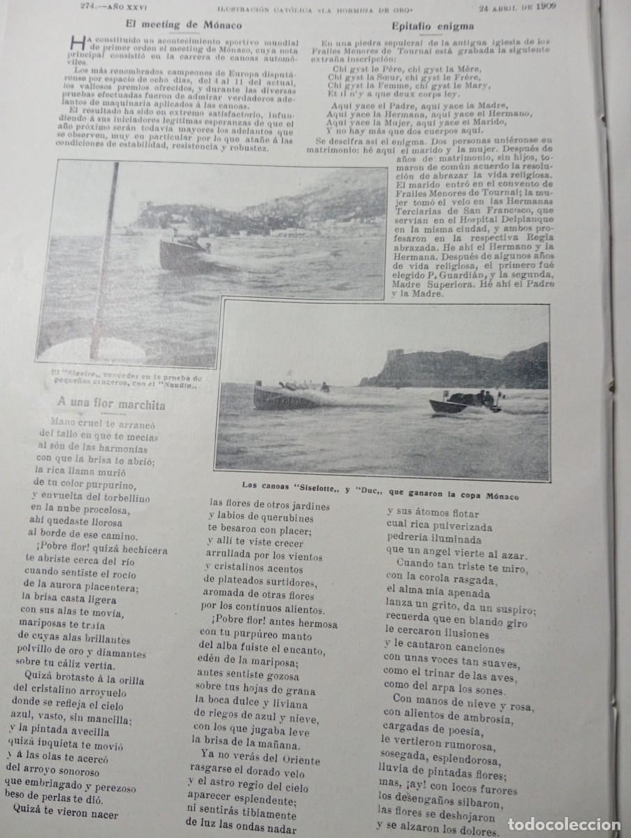 Coleccionismo de revistas y peri&oacute;dicos: REVISTA A&Ntilde;O 1909 FUERABORDAS EN MONACO EXPEDICION AL POLO SUR ANTARTIDA SHACKLETON