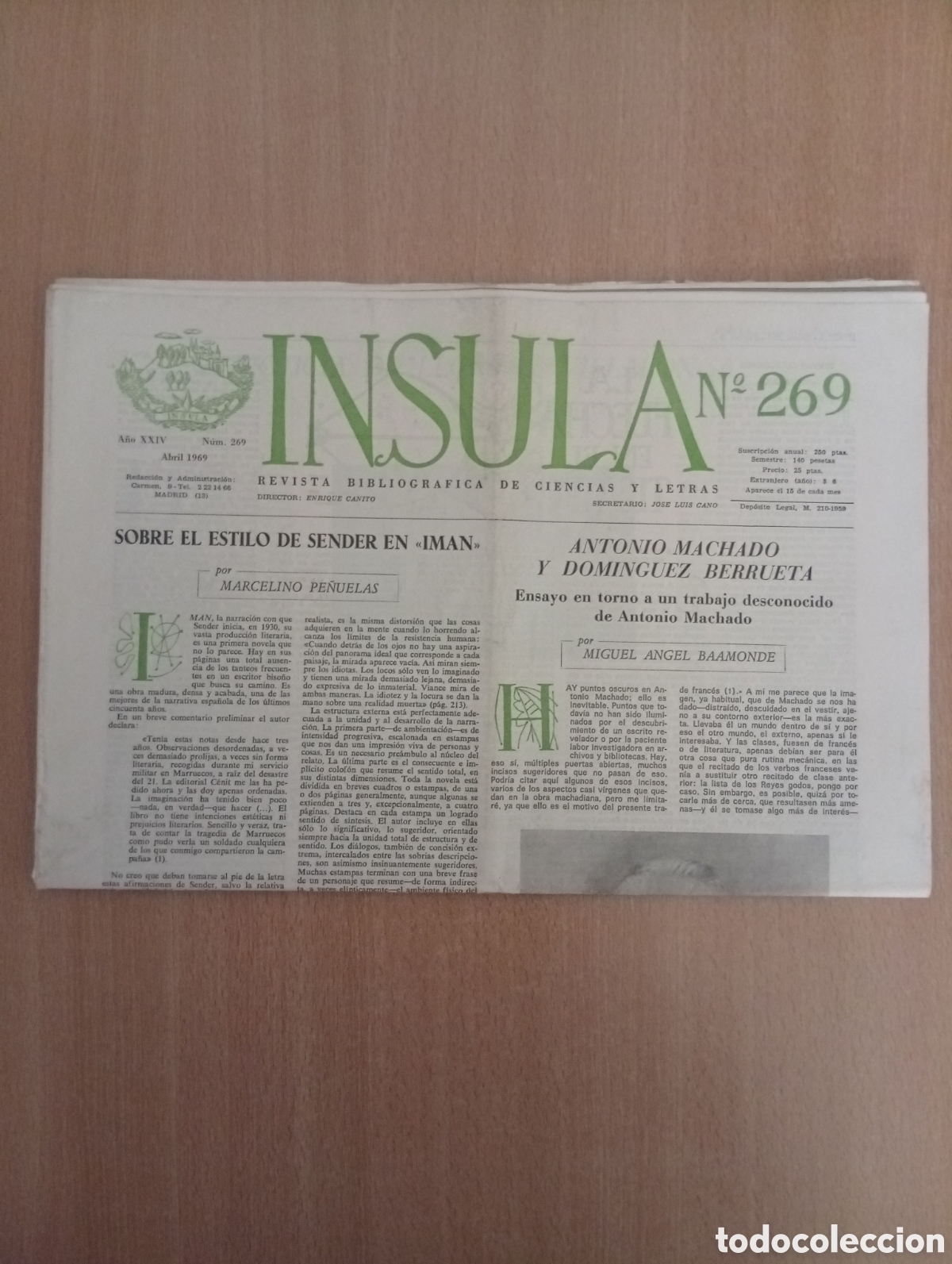 Coleccionismo de revistas y peri&oacute;dicos: INSULA. REVISTA BIBLIOGR&Aacute;FICA DE CIENCIAS Y LETRAS/ N&ordm; 269