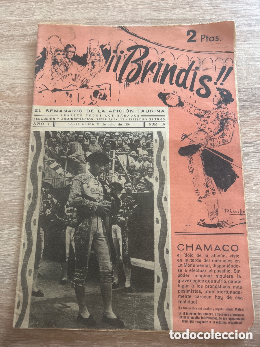 Coleccionismo de revistas y peri&oacute;dicos: Brindis el seminario de la afici&oacute;n taurina n&uacute;m 10 chama o