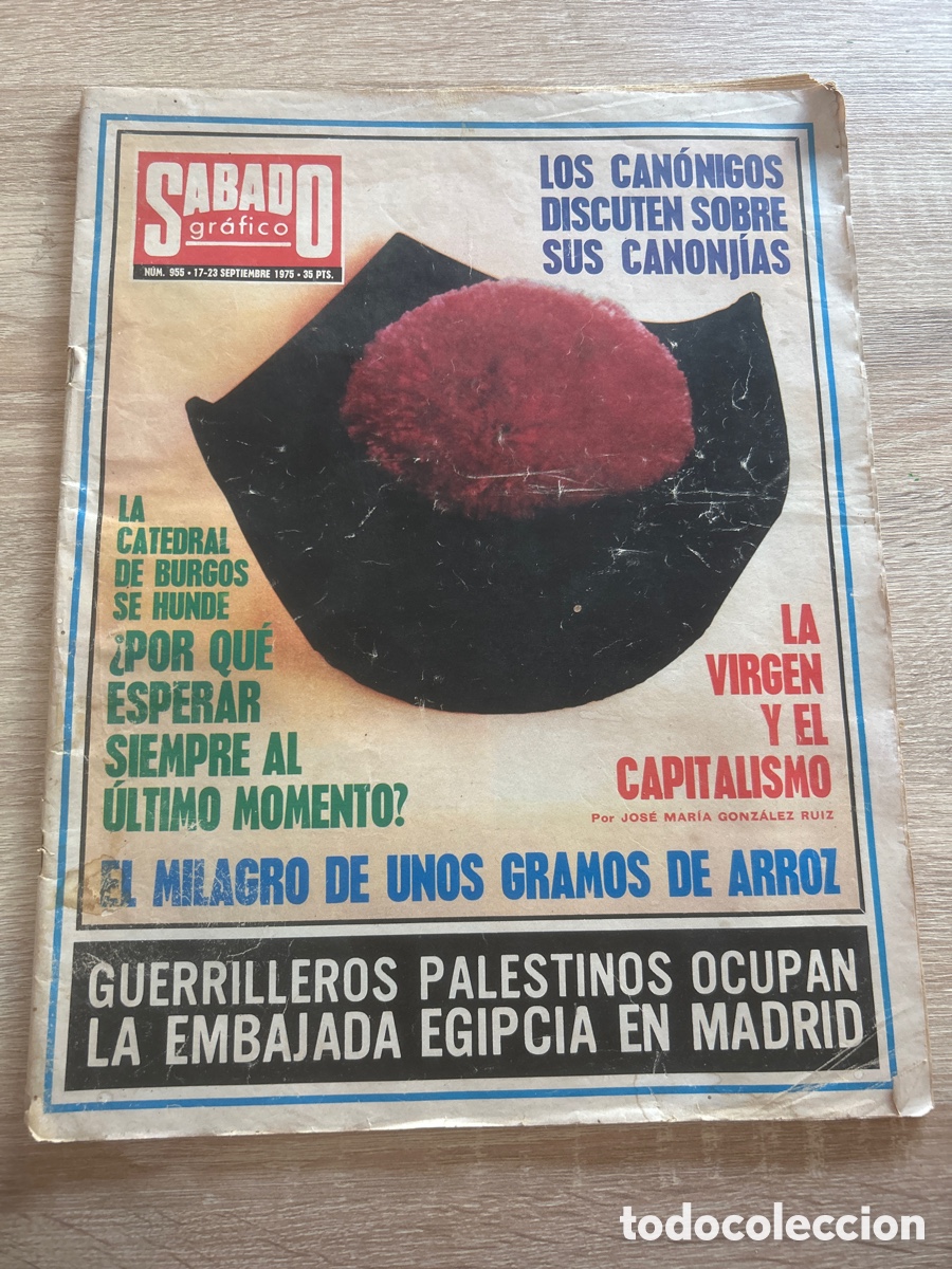 Coleccionismo de revistas y peri&oacute;dicos: Revista s&aacute;bado gr&aacute;fico n&uacute;m 955 a&ntilde;o 1975